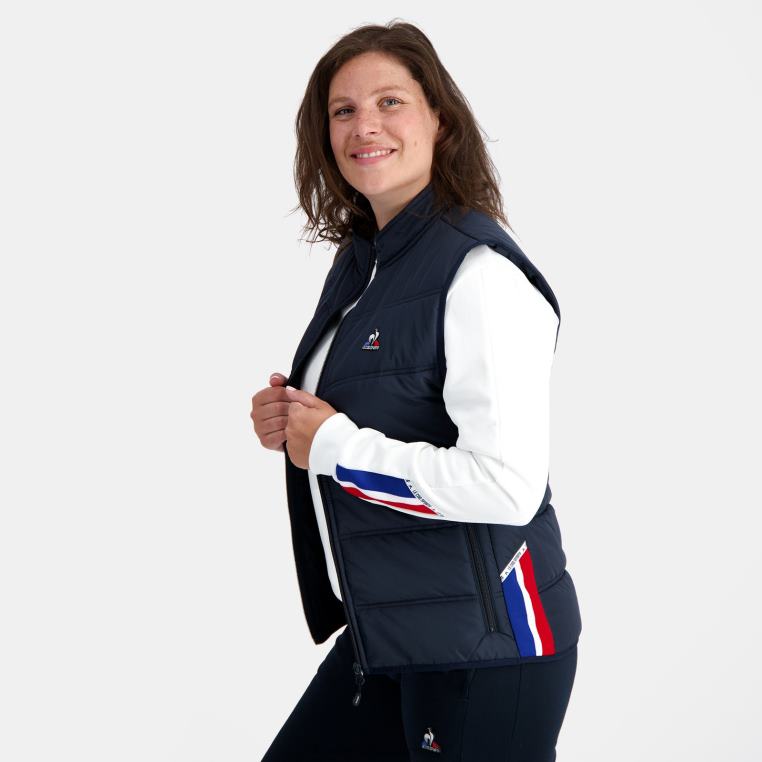 ruházat férfiak Le Coq Sportif uniszex ujjatlan kabát kék 846V118