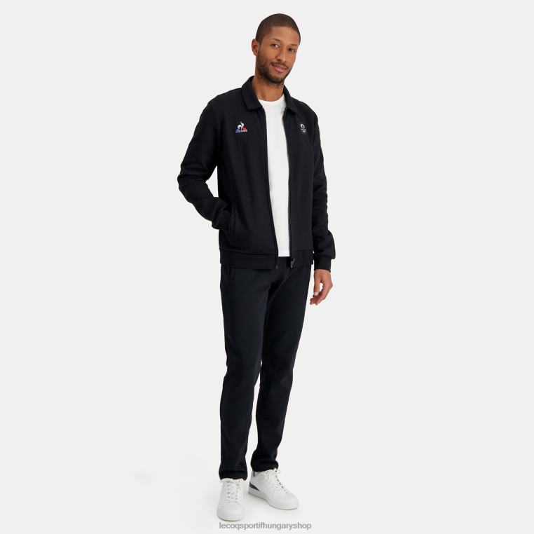 ruházat férfiak Le Coq Sportif cipzáras pulóver fekete 846V489