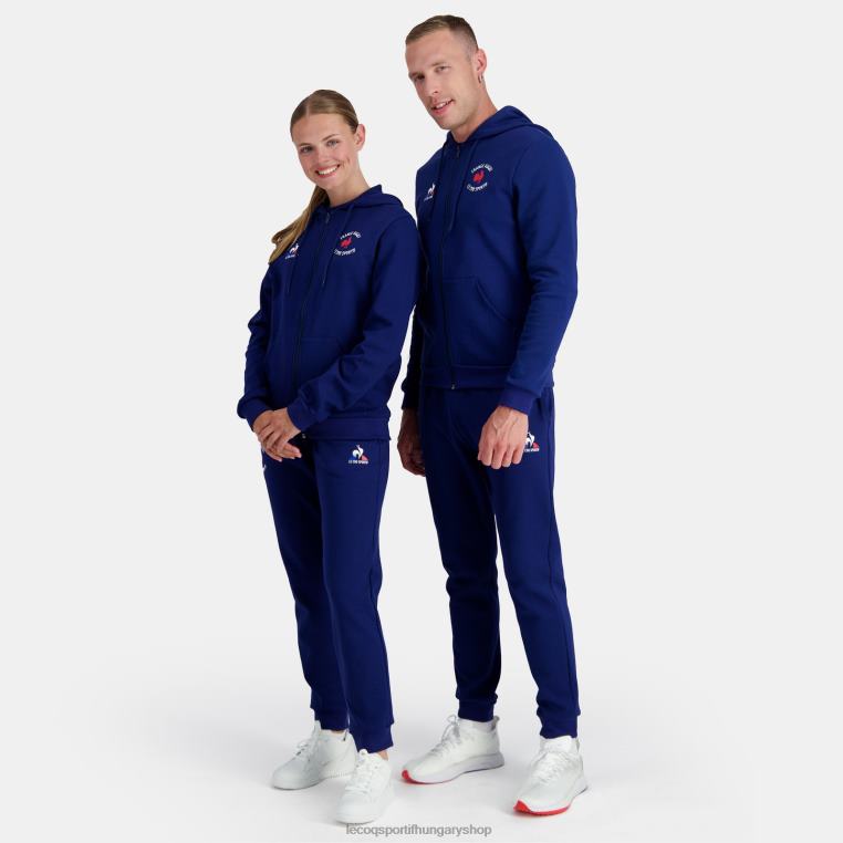 ruházat férfiak Le Coq Sportif kapucnis pulóver cipzárral - francia rögbi kék 846V28
