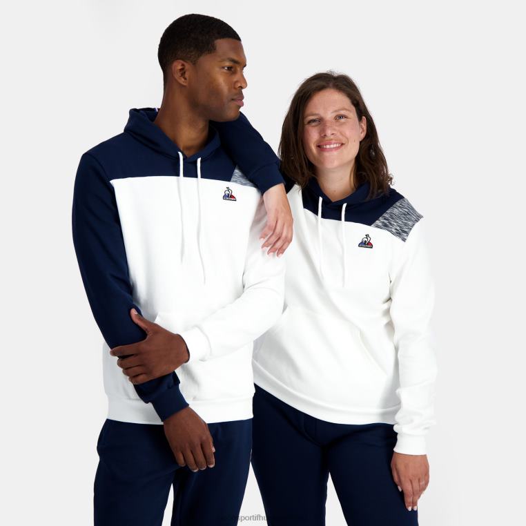 ruházat férfiak Le Coq Sportif kapucnis pulóver fehér 846V20