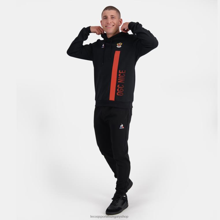 ruházat férfiak Le Coq Sportif kapucnis pulóver fekete 846V15