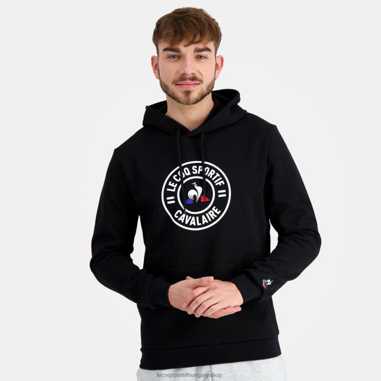 ruházat férfiak Le Coq Sportif kapucnis pulóver fekete 846V45