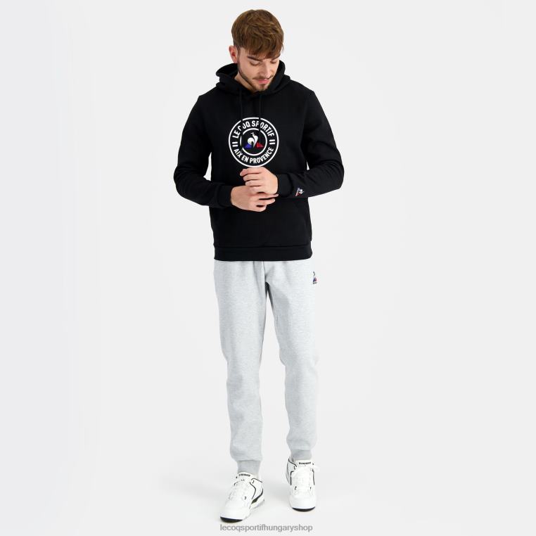 ruházat férfiak Le Coq Sportif kapucnis pulóver fekete 846V46