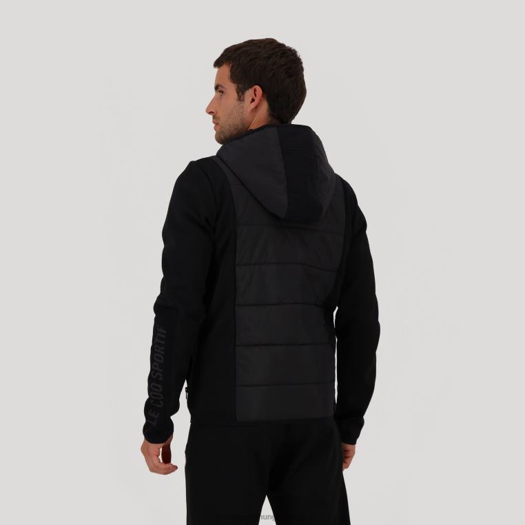 ruházat férfiak Le Coq Sportif kapucnis pulóver fekete cipzárral 846V450