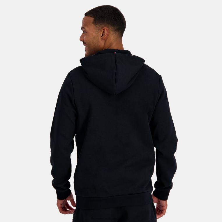 ruházat férfiak Le Coq Sportif kapucnis pulóver fekete cipzárral 846V48