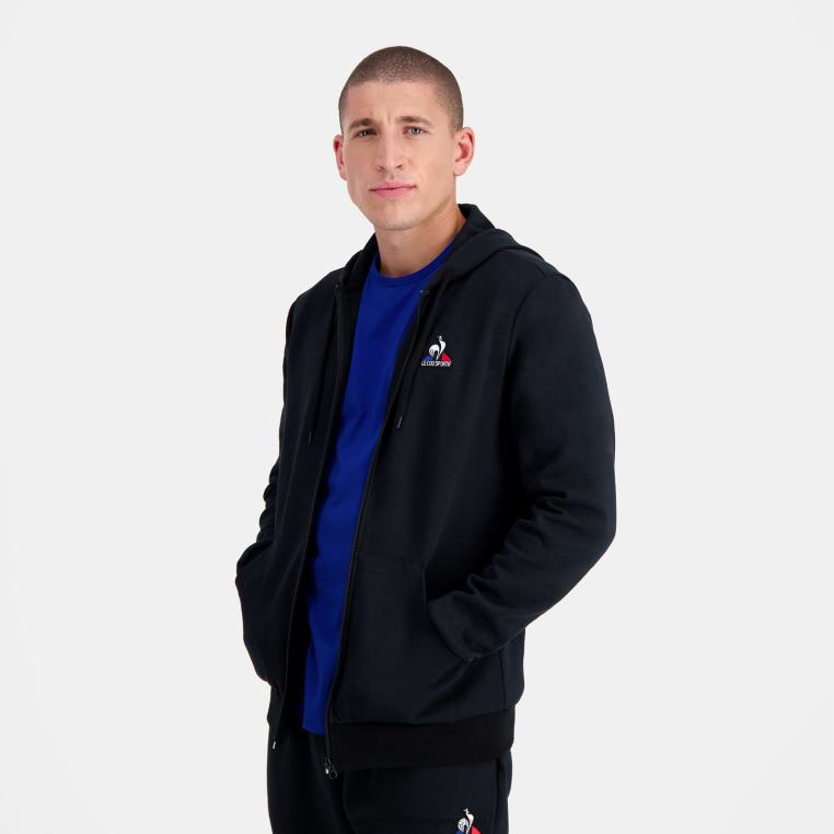 ruházat férfiak Le Coq Sportif kapucnis pulóver fekete cipzárral 846V56