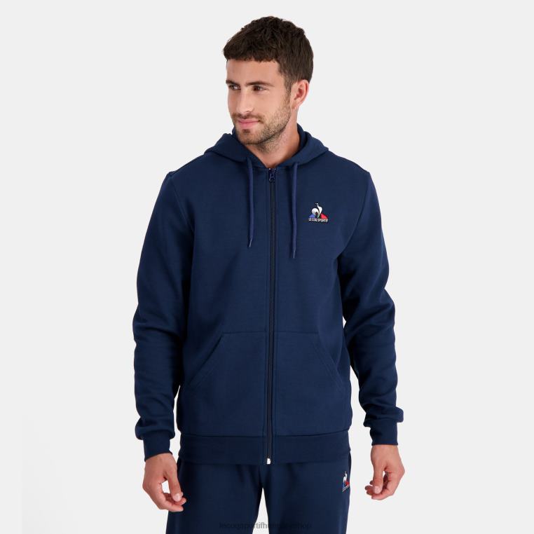 ruházat férfiak Le Coq Sportif kapucnis pulóver kék cipzárral 846V55