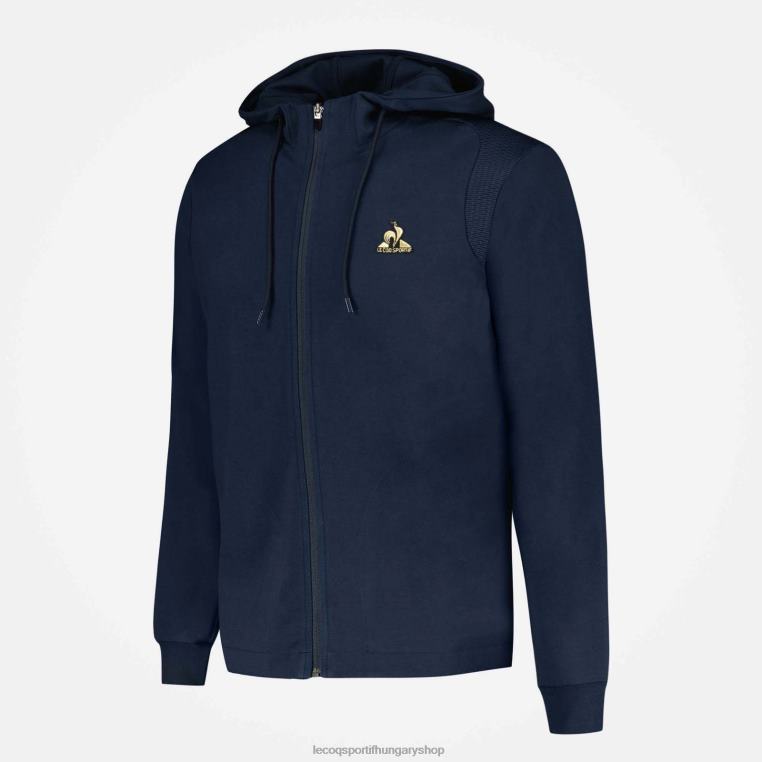 ruházat férfiak Le Coq Sportif kapucnis pulóver kék cipzárral 846V69
