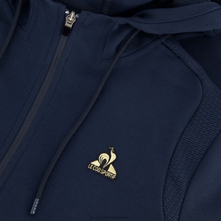 ruházat férfiak Le Coq Sportif kapucnis pulóver kék cipzárral 846V69