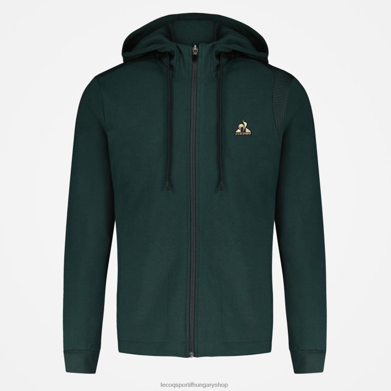 ruházat férfiak Le Coq Sportif kapucnis pulóver zöld cipzárral 846V462