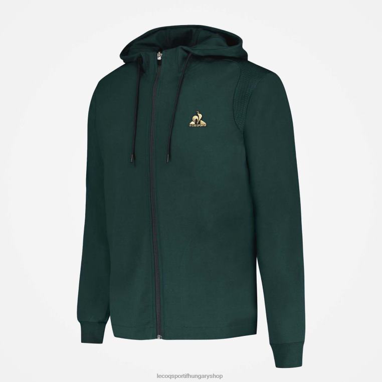 ruházat férfiak Le Coq Sportif kapucnis pulóver zöld cipzárral 846V462