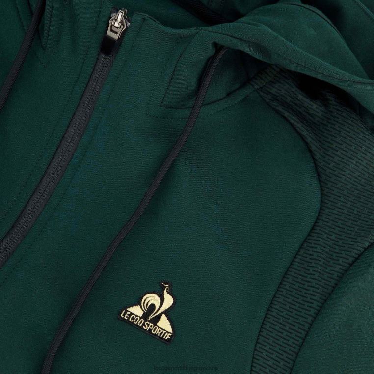 ruházat férfiak Le Coq Sportif kapucnis pulóver zöld cipzárral 846V462